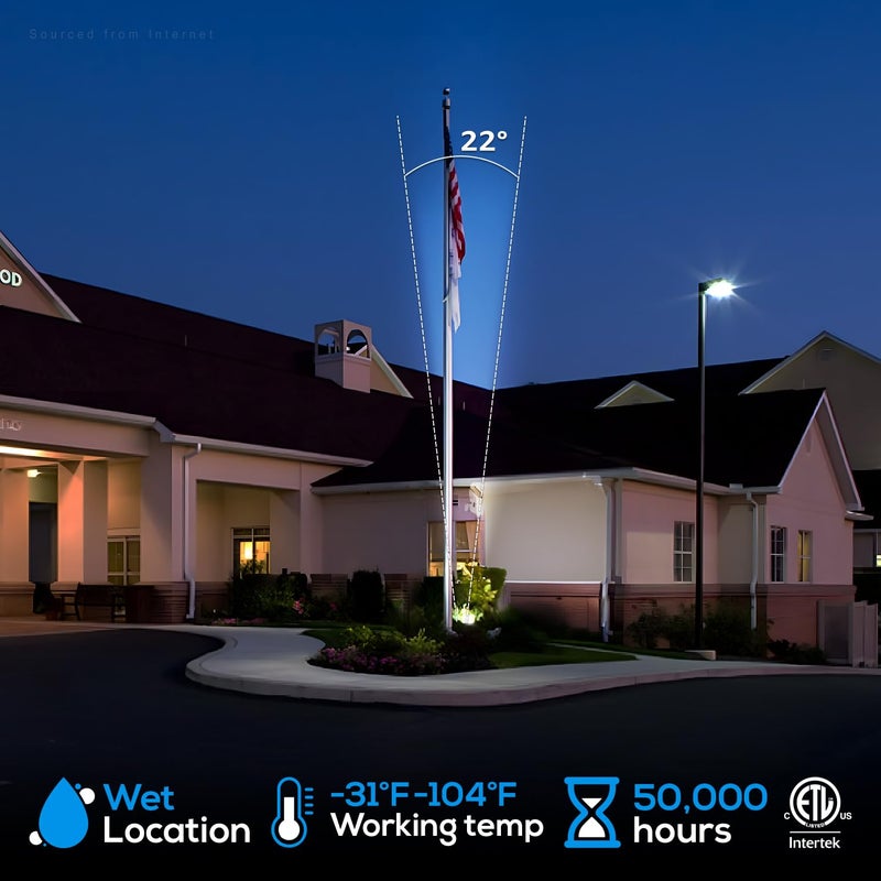 LEONLITE 20W/30W/40W 3CCT LED Bullet Flood Light, 4880LM 3000K/4000K/5000K, Dusk to Dawn 22Â°Focused Flag Pole Light with Knuckle Mount, Weatherproof, 100-277V Commercial Landscape Lights, ETL Listed - Image 3
